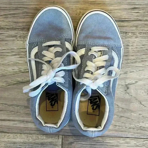 Vans Kids Old Skool Suede Canvas Skater Sneakers Dusty Blue Unisex Size Kids 13 - Picture 2 of 8